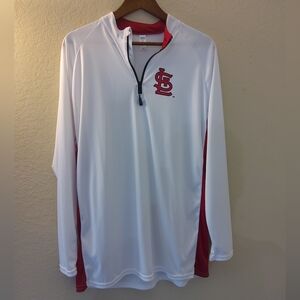 St. Louis Cardinals 1/4 Zip Mens 2XL White Red Logo WSI Sports Made In The USA